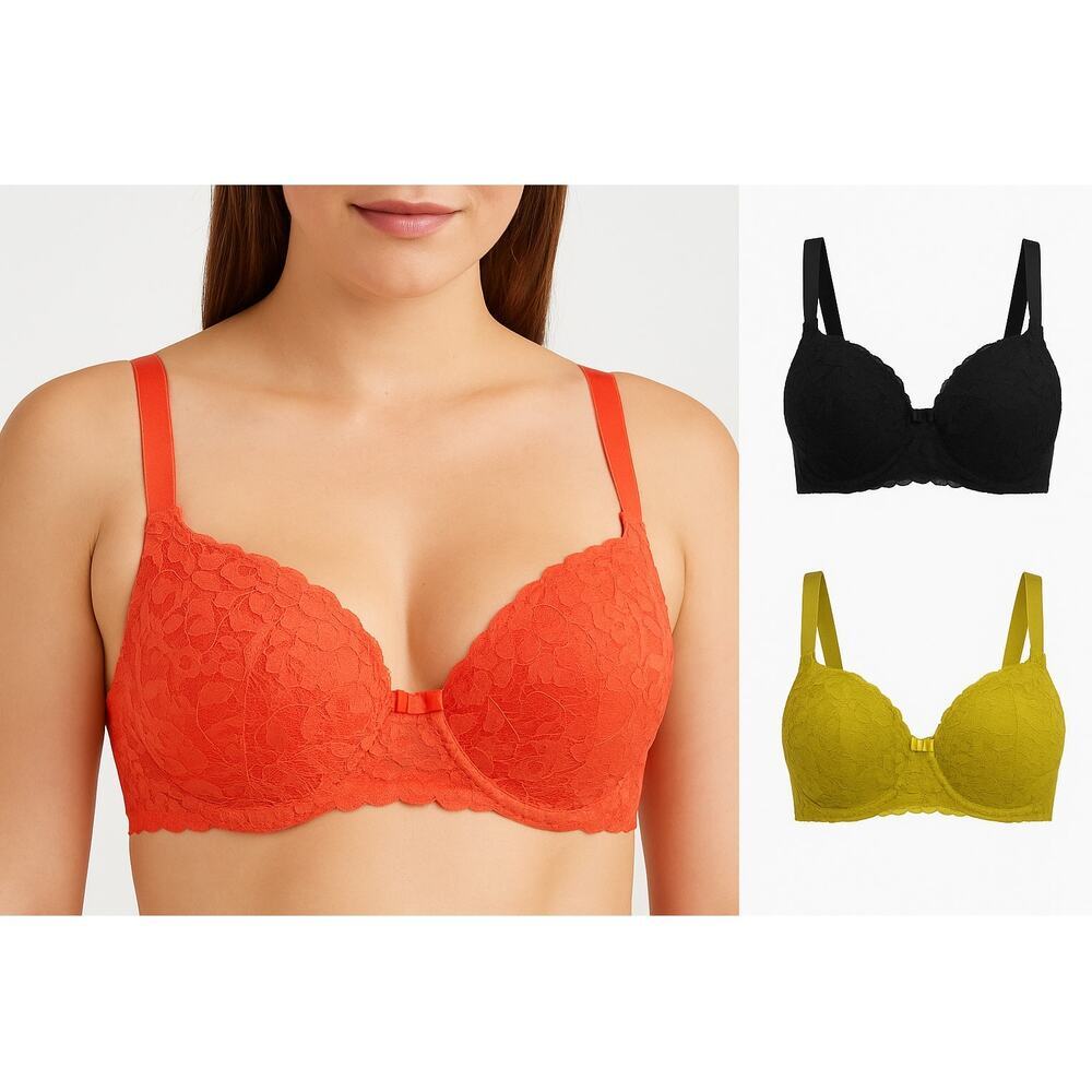 Curve Necessities Lace Underwire Bra Set – Size 38C (3-Pack) Great fall colors!